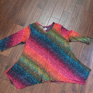 Jostar Vibrant Multicolor Tunic Top size XL